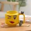 Becher Freund Kaffeetasse Keramik Tasse lächelnde Ausdruck von Gesicht Cartoon Milk Tea Tasse Süßes Getränk ZM120106 J240428