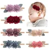 Nya färger blomma pannband nylon mjuka spädbarn hår pinnar födelsedagsfest baby pannband skönhet blommig gummi hårband