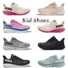 Kid Hokah One Clifton 9 Running Shoes Running Criandler Fashion Hokahs feminino triplo Black Cyclamen Sweet Lilac Lila