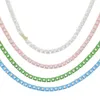 New Square Shaped Bling CZ Neon Enamel Colorful Tennis Chain 16" Choker Necklace Luxury Women Wedding Gift Fashion Jewelry