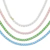 Nieuw vierkante bling cz neon email kleurrijke tennisketen 16 "choker ketting luxe vrouwen bruiloft cadeau mode sieraden