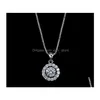 Anhänger Halsketten S925 Sterling Sier Sailorom Round Big Shining Crystal Stone Cubic CZ Zirkon Diamantdesigner Halskette mit Kasten C Dhaql