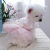 Hondenkleding kant bowknot rok prinses gaas sprookje roze puffy jurk puppy tutu rokken zomer voor chihuahua