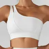 Bras One Shoulder Sports Underwear Dames Gym High Active Training Training Fitness Running Push-Up Tops verzamelen Shockproof Sexy BHE Y240426