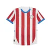 24 25 Paraguay Soccer Jersey Copa America Maillots de Foot Red White Away Dark Blue Football Shirt 24 25 Men Kids Kit Top Short Sleeve Anpassad enhetlig vuxen storlek