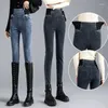 Jeans pour femmes Summer Thin Elastic Automne Wincm Winter Plans grand pantalon de crayon de hanche plus taille de trajet