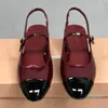 2024 Femmes Chunky Talon rond à bout fermé Mary Janes Sandales de haute qualité en cuir breveté Slingback Femmes Sandales à talons hauts Sweet Style