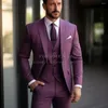 Herenpakken Purple Men voor bruiloft Single Breasted Prom Blazer op maat gemaakt 3 stuks bruidegom Tuxedos Man Business Clothing kostuum Homme
