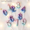 Cougies Ins Cake Candle Bandle Birgondes colorées Coumanes Décor de mariage Festival Table DÉCORD COUTLES Set Happy Birthday Cake Toppers D240429