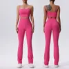 Al Yoga Anzug Sport Bra+Leggings Frauen Unterwäsche Tank Fitness Run Train Schockabsorbing Dünne Schultergurte gesammelte Weste Micro Flared Joggshose mit Taschen