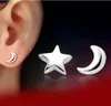 Orecchini in oro bianco per Women Star Moon Ear Jewelry 30 925 Orecchini per borchie in argento in argento sterling per musulmani islamici Vintage Jewe1755601