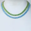 New Square Shaped Bling CZ Neon Enamel Colorful Tennis Chain 16" Choker Necklace Luxury Women Wedding Gift Fashion Jewelry