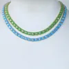 2024 New Square Shaped Bling CZ Neon Enamel Colorful Tennis Chain 16" Choker Necklace Luxury Women Wedding Gift Fashion Jewelry