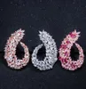 Luala Sparking Cubic Zirconia Silver Color Women Big Flower Hoop Earrings for Brides Wedding Jewelry Accessories CZ4164788015