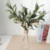 Dekorativa blommor Simulering Olive Branch Green 3-Forsk Leaf Accessories Plant Home Wedding Decorations Fake Plants