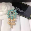 Designer Brand Simple Double Letter Brooches Blue Flower Geometric Sweater Suit Collar Pin Brooche Fashion Mens Womens Crystal Rhinestone Brooch Wedding Jewelry