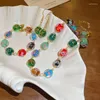 STRAND MINAR PERSOONLIJKHEID Clear Rainbow Glass Beads Hangende Dange oorbellen voor vrouwen Goud vergulde legering Casual Beach Jewelry