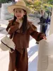 Clothing Sets Girls' Set Autumn 2024 Fashionable Baby Korean Edition Children's Solid Long Sleeve Lapel Two Piece