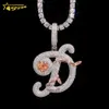 Hip Hop Fashion Jewelry Nazwa 26 liter wisiorek moissanite niestandardowy liter początkowy wisiorek 925 Srebrny naszyjnik z literą biżuterię wisząc