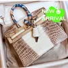 Bakkentas 10a krokodil handgemaakte echte lederen dames grote capaciteit himalayan dames tas high -end editie crossbody westerse stijl handheld platina tas wnw