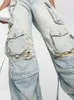 Dżinsy damskie wiosna 2023 Letnie duże kieszenie Y2K Women Designer Unanie Zerwane otwory luźne spodnie dżinsowe spodnie Zn240 Drop Deli dhuzz