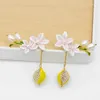 Boucles d'oreilles étalon design original Lily Lemon 925 aiguille argentée Glaze émail artisanat Féminine cadeau amovible