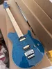 アーニーボールミュージック軸エレクトリックギター半透明の青いキルトトップダブルシェイクビブラートシステムプロフェッショナルギター