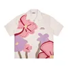 Blusas femininas letra retantira impressão rosa camisa floral de verão masculino de lapela de tamanho grande casal harajuku criativo manga curta kawaii praia