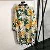 Rose Printed Women Shirt Dress INS Fashion Skirts Clothes Thin Breathable Short Sleeve Dresses For Holiday