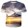 Футболки 3D Helicopter Printed Футболка для мальчиков и девочек Harajuku Style Casual Stree Style Deshate Summer Topl2404