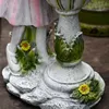 Blumenfee Statue Solar Light Ornament Outdoor Hof Gartendekoration Harz Engel Figur Skulptur Mikro Landschaft Dekor 240419