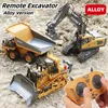 24g RC Excavator Enfants Modèle télécommandée Modèle de voiture Car Tamion à benne basculante Bulldozer High Tech Toys 240424