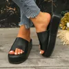 Womens Platform tofflor Fashion Sandals Beach Flip Flops Läder tjock botten Summer Gladiator Sandale Casual Shoes Black White Size 36-43