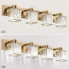 AIPSUN Nowoczesne krystaliczne próżność światła do łazienki Mosiądz 4 Lekkie łazienki Vanity Light - Stylowe i eleganckie oprawy oświetlenia łazienki (wyklucza żarówka)