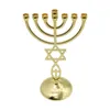 Kandelaars Joodse kandelaar metaalhouder 7 Branch Stand Gold Color Traditional Candelabra Menorah Home Decorations