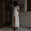 Стиль Instagram 2024 Новый элегантный дизайн Sense Sense Bubble Roolves показывает темперамент Slim Fit Split Long Dress F42980