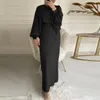 Casual jurken dames zwarte moslim islam kleding elegante puff mouw islamitische gebedskleding kalkoen dubai abaya kaftan lange feestjurk