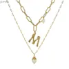 Colliers de pendentif Real Natural Eater Baroque Perle Perle Collier Womens Gold 26 A-Z Capital Nom Collier Initialwx