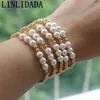 Strand 10pcs Moda Handmade Copper Pearl Fished Elastic Bracelet Charme para mulheres