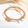 Europese en Amerikaanse 18K GOUD GOLD CREATIEVE PERSOONLIJKE PERIALISCHE STRAND ANKLET RETRO BUTLET ANKLET Vrouwelijke grensoverschrijdende punkketen Anklet 2-delige set