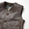 Genuine Leather Motorcycle Vest For Men and Women Brown Leather Waistvest Sleeveless Jackets S M L XL XXL 3XL 4XL