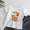 القمصان Capybara Childrens T-Shirt Cartoon Kawaii ملابس غير رسمية الأولاد والفتيات أعلى clothingl2404