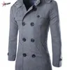 Trench maschili da uomo Pulabo Men Coat inverno in lana inverno Y2K Miscela di colore solido di alta qualità Simpuci