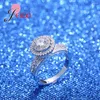Clusterringen Luxe Clear CZ Crystal Anel 925 Sterling Silver Round Wedding For Women Handmade sieradenvoorstel Ring Vrouw