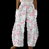 Frauenhose Capris Spring Flamingo Druckhosen Sommer lässig losen Hosen Frauen Mode Bloomer Trendy Y2K Hosen Mädchen Taschen Hosen Elegant Y240429