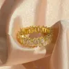 Bandringe Klassisches französisches Brot Kubikzirkonia Verlobungsring für Frauen Luxus 18K Gold Plated Wedding Party Schmuck J240429