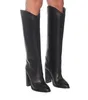 Boots Fashion Casual Women's Automn Winter Leather High Heel Femme Chaussures Modèle Modèle Kenn-High Spir-On Long