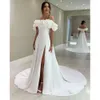 Line White A Country Garden Wedding Dress Adrapless Hand Made Flowers Satin Bridal Bowns Dresses Vestido de Novia Es