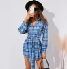 Women Luxury Designer Plaid Casual Dresses for Women shirt dress Summer Female Long Sleeve Clothing