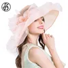 Chapeaux à bord large chapeau seau fs vintage rose organza kentucky derby chapeaux pour femmes chapeaux de plage fleuris